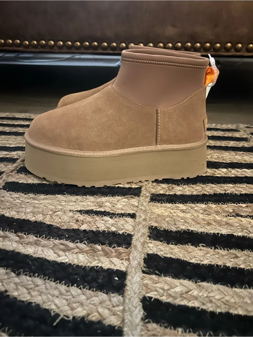 UGG Women's Tan Suede Classic Mini Dipper Platform Boot